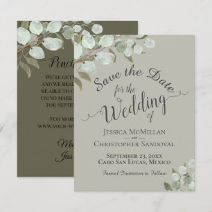 Rustic Watercolor Eucalyptus Leaves Sage Wedding Save The Date