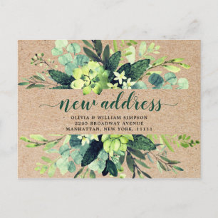 Rustic  Watercolor  Eucalyptus Moving Announcement Postcard