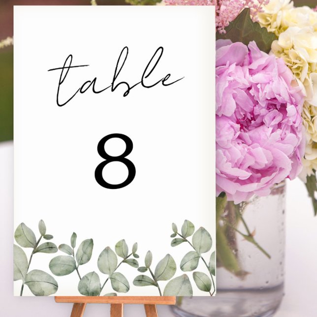 Rustic Watercolor Eucalyptus Wedding Table Number (Creator Uploaded)