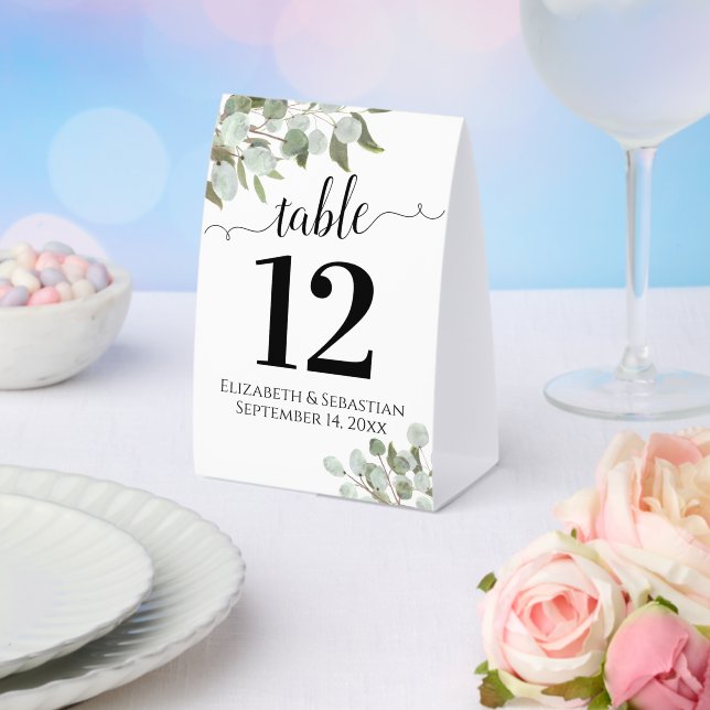 Rustic Watercolor Eucalyptus Wedding Table Number (Insitu(Wedding))