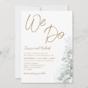 Rustic Watercolor Eucalyputus Sage Green Wedding Invitation