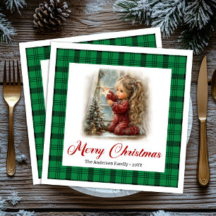 Rustic Watercolor Evening Holiday Scene Napkins