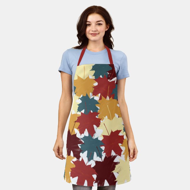 Rustic Watercolor Fall Autumn Leaves Apron (Worn)