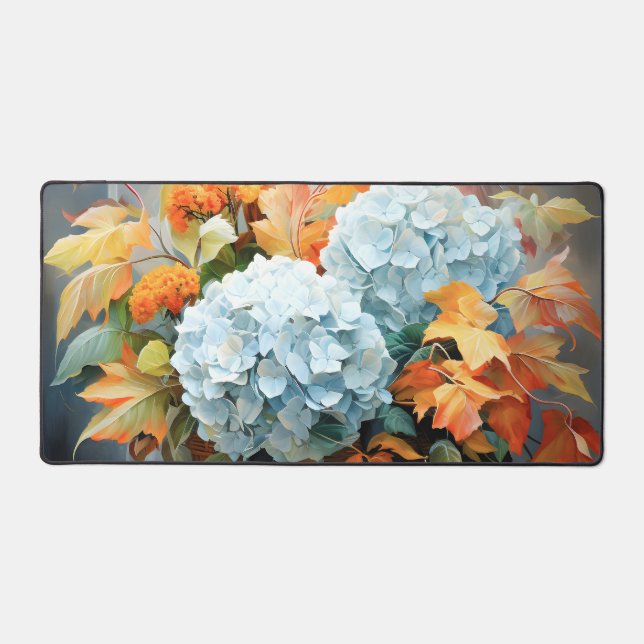 Rustic Watercolor Fall Floral Basket Desk Mat (Front)