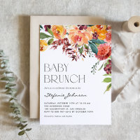 Rustic Watercolor Fall Floral Bouquet Baby Brunch