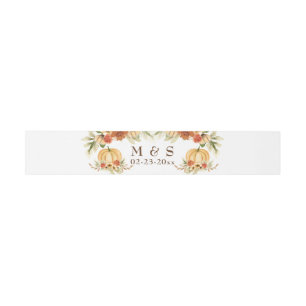 Rustic Watercolor Fall in Love Pumpkin Wedding Inv Invitation Belly Band