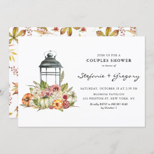 Rustic Watercolor Fall Lantern Couples Shower Invitation