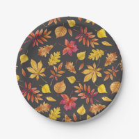 Rustic Watercolor Fall Leaves Pattern Autumn Party