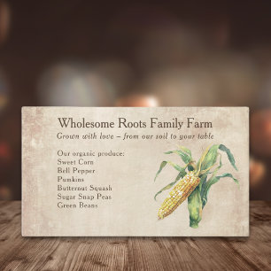 rustic watercolor farmers market, corn farmer business card