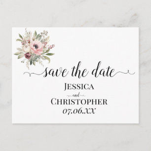 rustic watercolor floral bouquet announcement postcard
