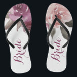 Rustic watercolor floral bride fall wedding thongs<br><div class="desc">Romantic hand-drawn watercolor purple,  peach and burgundy roses floral design and blush pink vintage lace. Chic and elegant,  great flip flop for bride in vintage wedding,  rustic wedding or country wedding in fall.
See all the matching pieces in collection below.</div>