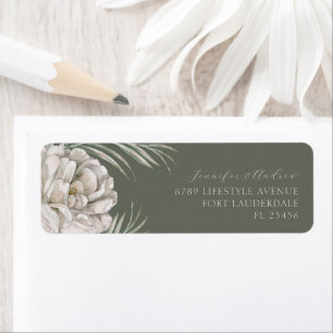 Rustic Watercolor Floral Green Return Address  Label