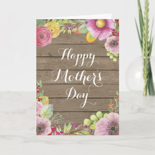 Rustic Watercolor Floral Mother's Day Card