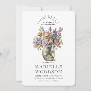 Rustic Watercolor Floral Surprise 70th Birthday  Invitation