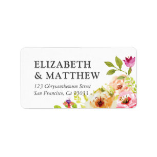 Rustic Watercolor Floral Wedding Label