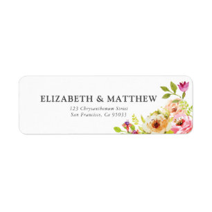 Rustic Watercolor Floral Wedding Return Address Label