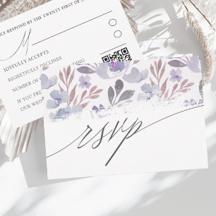 Rustic Watercolor Floral Wedding RSVP Card