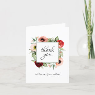 Rustic Watercolor Floral Wedding Thank You Card