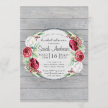 Rustic Watercolor Floral Wood Bridal Shower