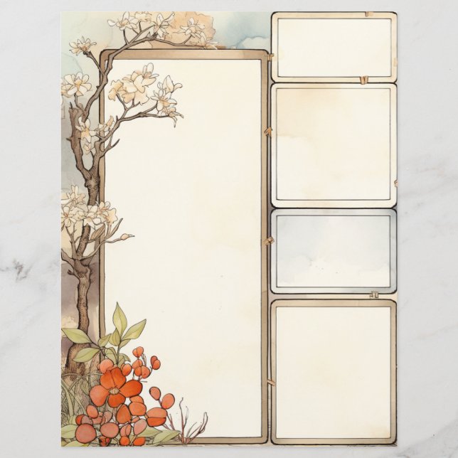 Rustic Watercolor Floral Writing spot frames (Front)