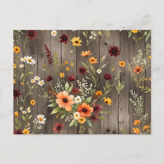 Rustic Watercolor Florals with Wildflowers  Postcard (Front)