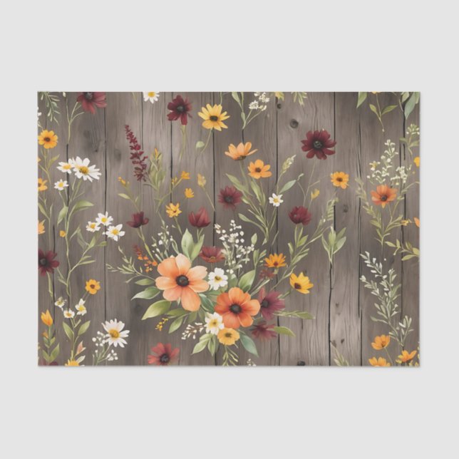 Rustic Watercolor Florals with Wildflowers  Tissue Paper (Front)