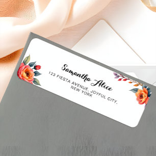 Rustic Watercolor Folral Birthday  Return Address Return Address Label