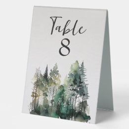 Rustic Watercolor Forest Table Number