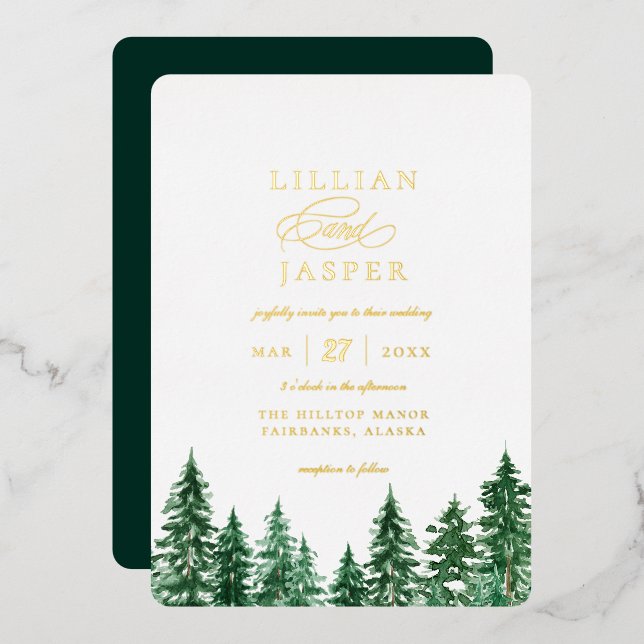 Rustic Watercolor Forest Wedding (Front/Back)