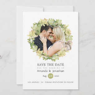 Rustic Watercolor Forest Wedding Photo Save The Date