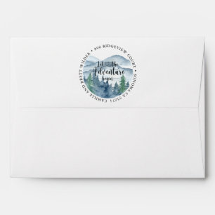 Rustic Watercolor Forest Wedding Return Address Envelope