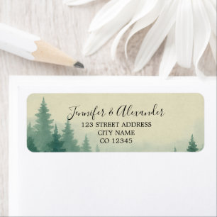 Rustic watercolor forest wedding return address label