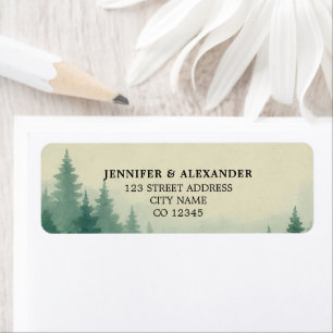 Rustic watercolor forest wedding return address label