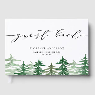 Rustic Watercolor Forest Woodland Graduation  Guest Book