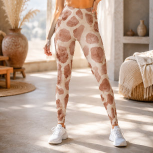 Rustic Watercolor Giraffe Animal Print Leggings