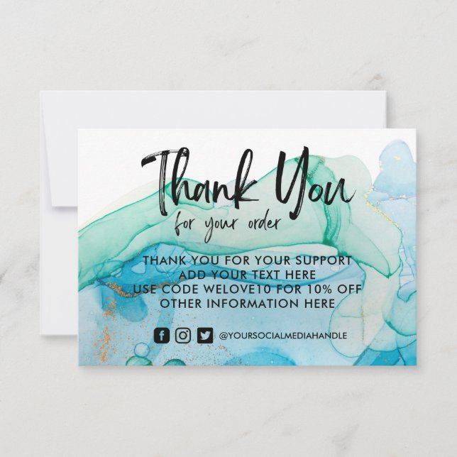 Rustic Watercolor Gold Blue Media Insert (Front)
