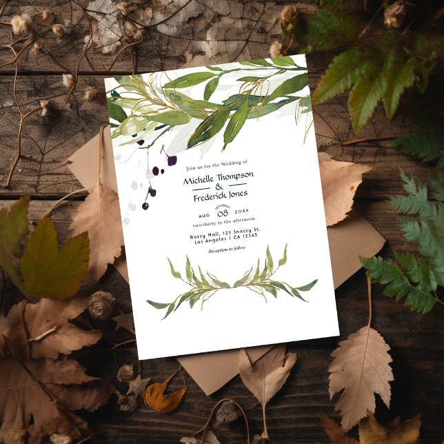 Rustic Watercolor Greenery Country Barn Wedding Invitation (Creator Uploaded)