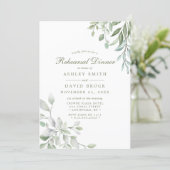 Rustic Watercolor Greenery Floral Rehearsal Dinner Invitation (Standing Front)