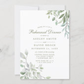 Rustic Watercolor Greenery Floral Rehearsal Dinner Invitation (Front)