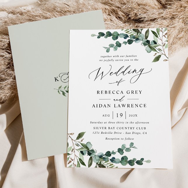 Rustic Watercolor Greenery Wedding Invitation (Creator Uploaded)