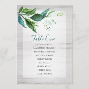 Rustic Watercolor Greenery Wedding Seating Chart Invitation