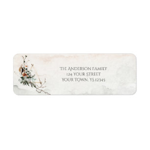 Rustic Watercolor Holiday Return Address Label