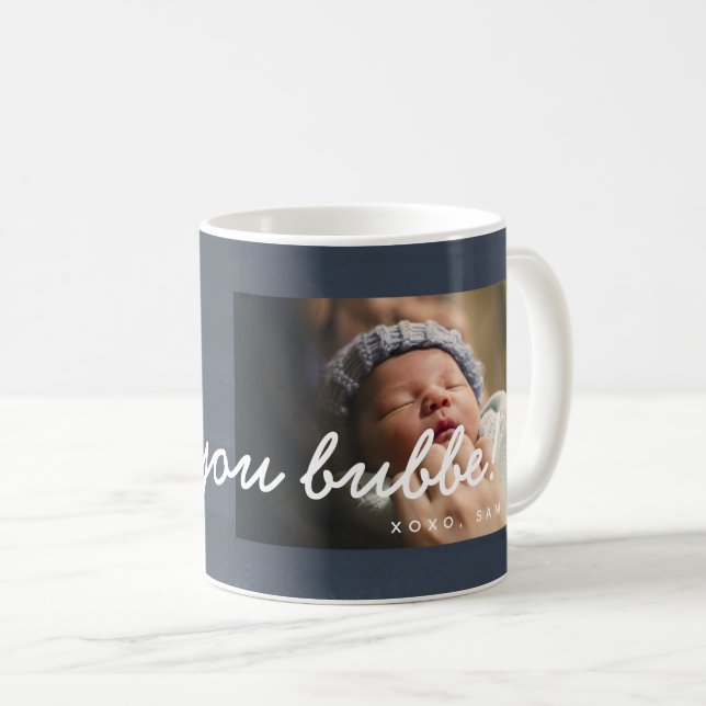 Rustic Watercolor I Love Bubbe Mug - Navy (Front Right)