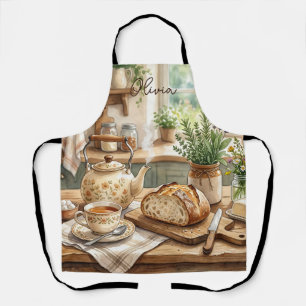 Rustic Watercolor Kitchen Farmhouse Tea & Bread Apron