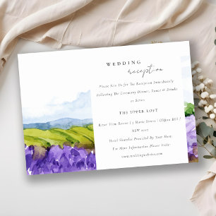Rustic Watercolor Lavender Field Wedding Reception Enclosure Card