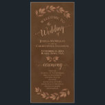 Rustic Watercolor Leaves Chestnut Brown Wedding Program<br><div class="desc">This beautiful wedding program features an elegant boho chic design with hand painted sprigs of autumn watercolor leaves on a marbled chestnut brown coloured background. The titles are written in fancy script calligraphy, and there is space for your ceremony and wedding party details, as well as a short thank you...</div>