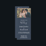 Rustic watercolor leaves navy blue photo wedding program<br><div class="desc">Rustic watercolor leaves navy blue photo wedding ceremony program.
You can add your own photo and text to personalise.</div>
