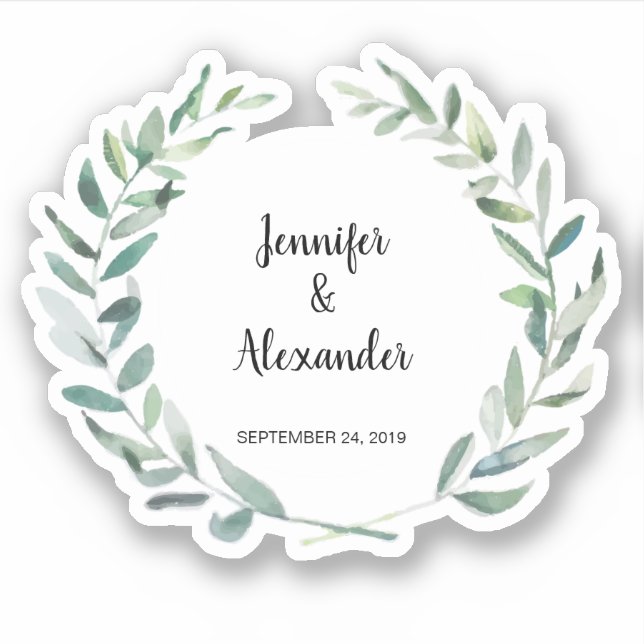 Rustic watercolor leaves Wedding custom cut (Front)