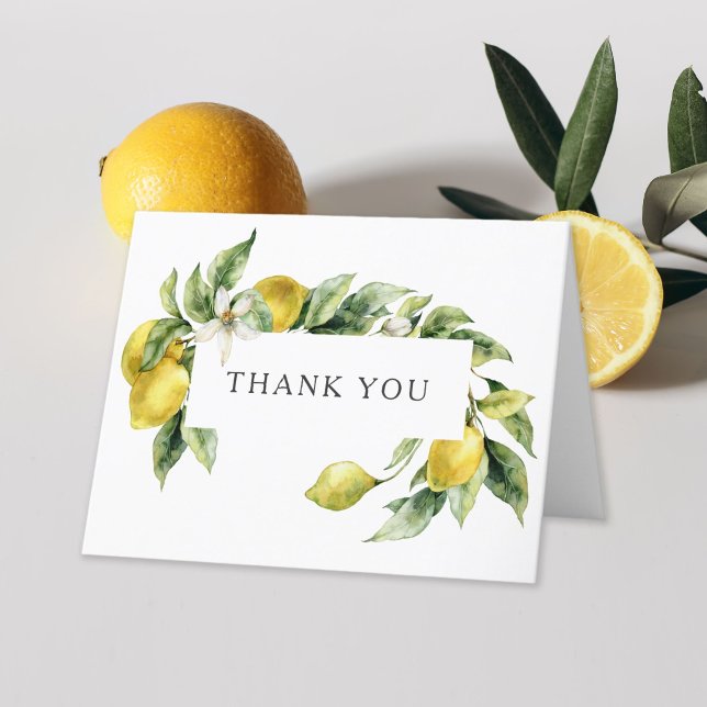 Rustic Watercolor Lemons Wedding Thank You (Sample thank you message inside to edit or use as written!)