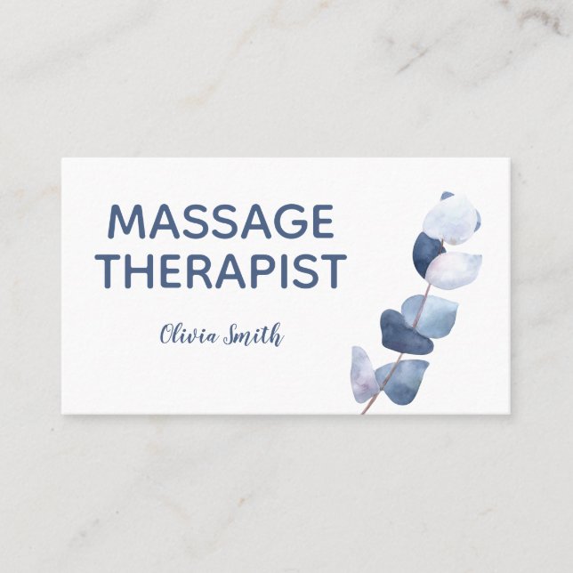 Rustic Watercolor Modern Greenery Floral Massage   Business Card (Front)